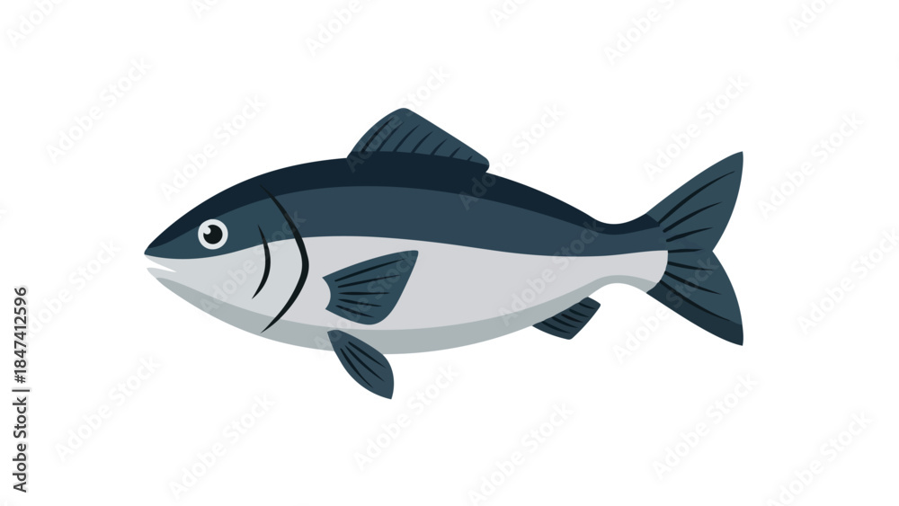 Obraz premium Simple flat design fish illustration, perfect for seafood menus or marine themed projects