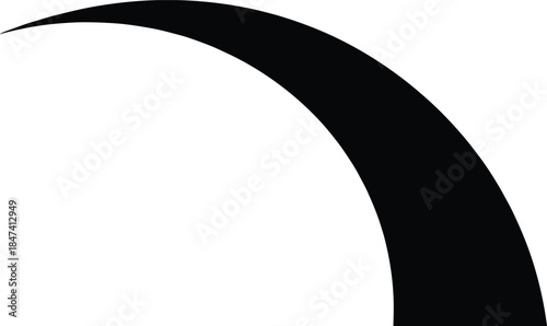 Minimal abstract black curved arc shape forming dynamic swoosh design on clean white background modern vector illustration