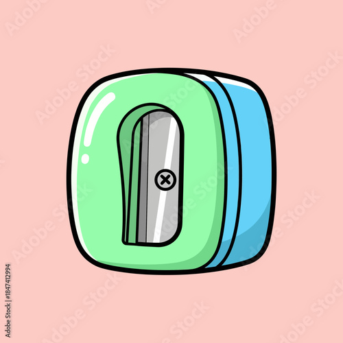 Cute Cartoon Style Pencil Sharpener Illustration.