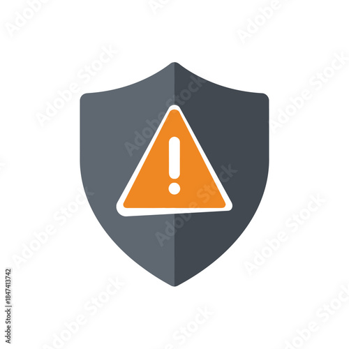 Conceptual digital security alert for data protection with a shield and warning sign, symbolizing potential risks and necessary vigilance in information safety