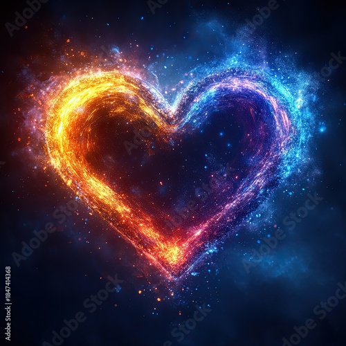 Glowing Neon Heart with Gradient Backdrop