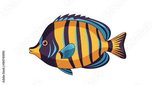 Vibrant Angelfish Illustration with Bold Stripes and Oceanic Charm