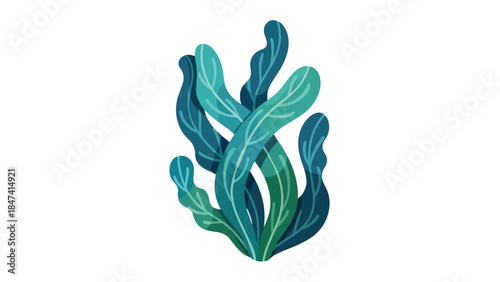 Stylized aquatic flora illustration with organic shapes and flowing lines evoking underwater serenity and natural beauty