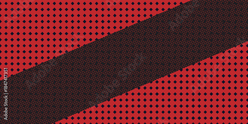 Red halftone dots blue color pattern gradient grunge texture background. Dot pop art comic sport style
