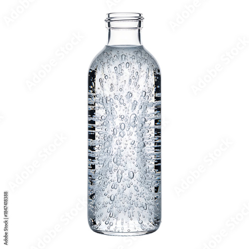 Transparent plastic water bottle isolated on white background representing daily hydration