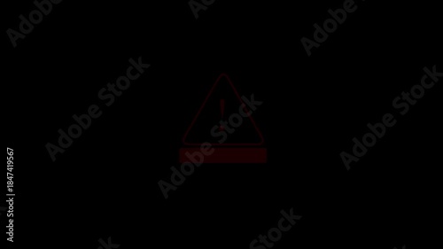 A high-impact digital dynamic animation featuring a scam alert symbol with exclamation mark, and system vulnerabilities data protection.Cyber and internet security awareness on black background.