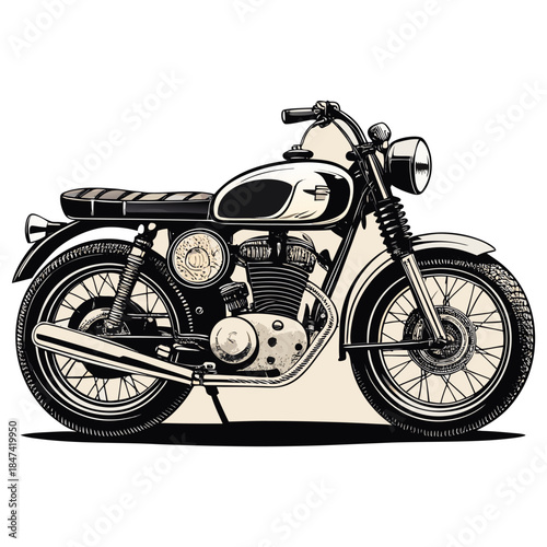 “Classic Vintage Motorcycle Retro Motorbike Illustration Vector Design”