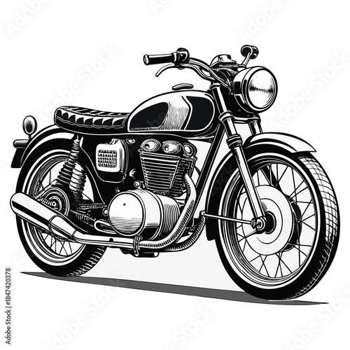 “Classic Vintage Motorcycle Retro Motorbike Illustration Vector Design”