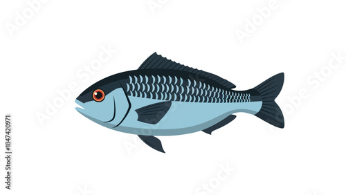 Stylized aquatic creature rendered in flat design aesthetic, a clean and vibrant illustration of a sea dwelling organism