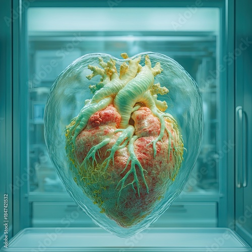 Artistic Double Exposure Heart in an Incubator