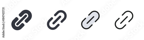 chain link icon set for connection hyperlink attach unity bond relation internet and communication design