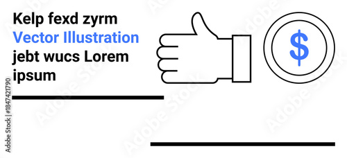 Business feedback, financial rewards, customer satisfaction, online services, economic concepts, digital transactions. A thumbs-up icon paired with a dollar sign. Business feedback and financial