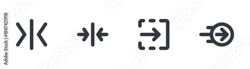 arrow direction icon set for navigation interface forward inward enter move and motion symbol design