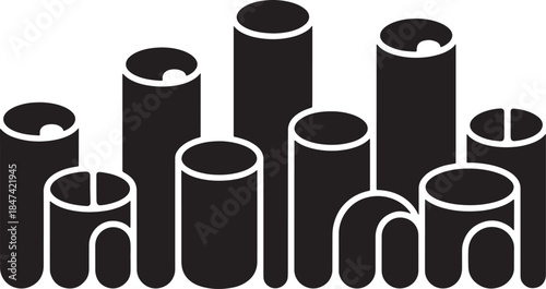 Abstract cylinders pipes vector illustration modern industrial element