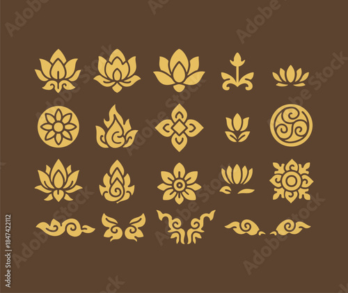 Thailand flower ornament. traditional Thai flower art