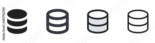 database server storage icons set stacked data cylinder symbol ui web app vector
