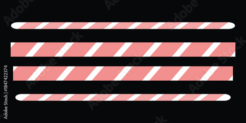 Candy Cane Stripe Divider Lines Set Christmas Decorative Horizontal Bars Vector Design