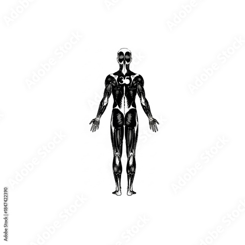 Detailed Human Muscular System Back View Illustration