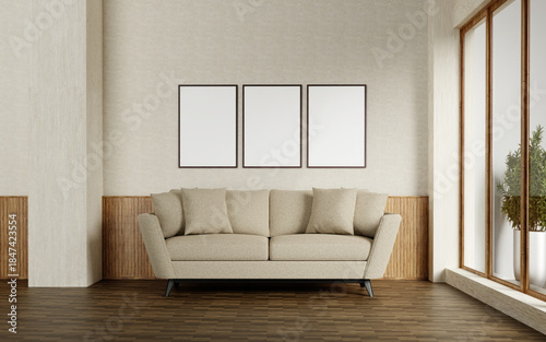 Interior design inspiration for minimalist living rooms with neutral tones. 3D render illustration