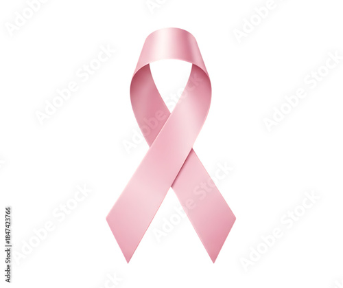 Elegant pink ribbon isolated on transparent background, for charity and health awareness campaigns.