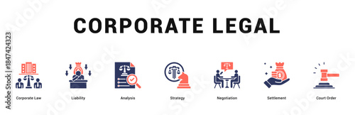 Corporate Legal Modern and clean web banner illustration featuring thematic icons for visual communication