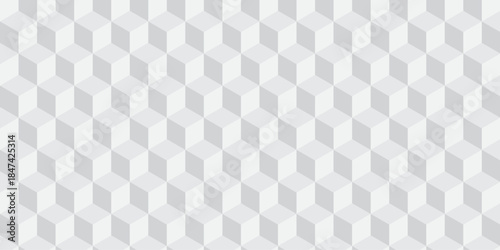 abstract white creative cubes decoration triangle wall and wallpaper textile vector square tile, mosaic endless repeat hexagon block texture background.