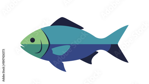 A beautifully crafted vector illustration featuring a stylized blue and green fish a captivating aquatic creature presented with a simple clean