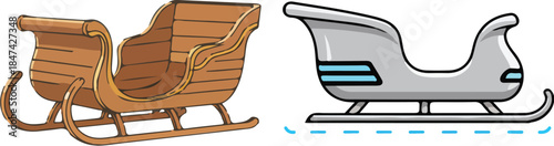 Santa Clause Car Vector Illustration with Christmas and Gift Delivery Concept