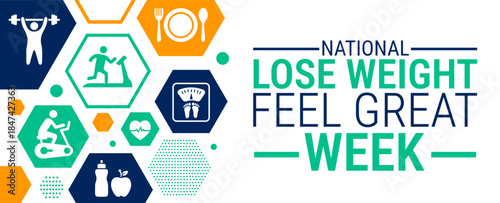 National Lose Weight Feel Great Week background, banner, card or poster design template is observed every year during January, to raise awareness about the mission. Vector illustration.