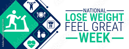 National Lose Weight Feel Great Week background, banner, card or poster design template is observed every year during January, to raise awareness about the mission. Vector illustration.
