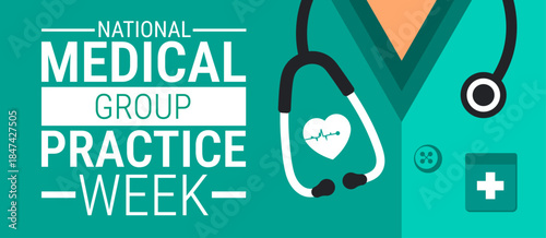 National Medical Group Practice Week  background, banner, card or poster design template is observed every year during January, to raise awareness about the mission. Vector