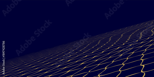 Abstract net background blue and gold for sports, Mesh texture for fishing nets. Seamless pattern for sportswear or soccer goal, volleyball net, basketball hoop, hockey, athletics. Vector
