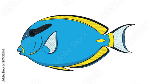 Vibrant Blue and Yellow Tropical Fish Illustration for Aquatic and Underwater Themes