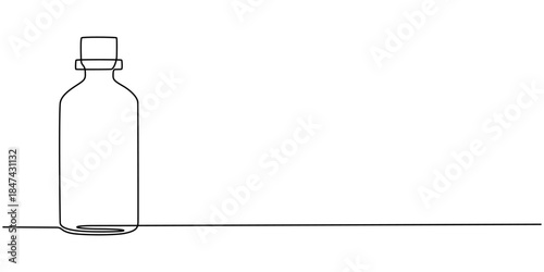 Mouthwash in one continuous line. One line drawing, minimalism. Vector illustration, mouthwash pro vector concept. mouthwash bottle, Dental care products, Dispenser Bottle with Liquid white background