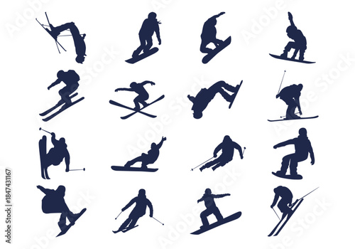 Snowboarding Ski Sport Silhouette Element
