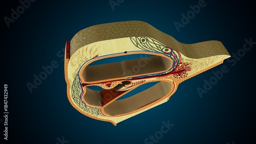 Tableau sur toile Ear part of cochlea image in background colour of blue anatomy