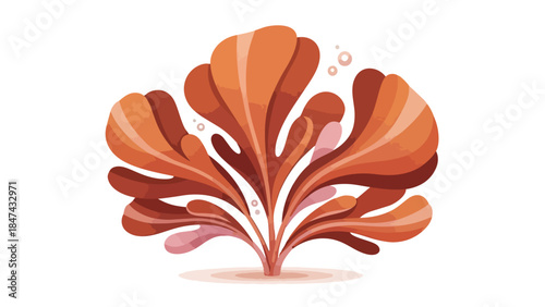 Abstract vibrant organic flourish of coral reef flora with gentle bubbles suggesting underwater marine life and growth