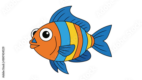A vibrant and whimsical cartoon fish illustration, perfect for children's content and aquatic themes