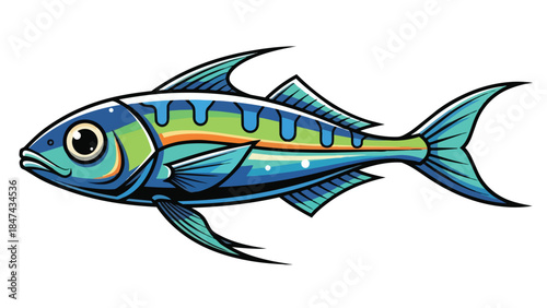 Vibrant Stylized Illustration of a Sleek Marine Fish with Dynamic Coloration