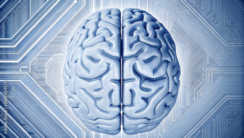 An intricate illustration features a digital brain with a circular circuit labyrinth and ornamental maze pattern symbolizing artificial intelligence and science