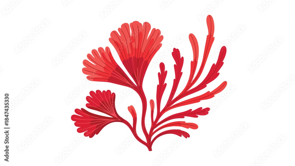 Naklejka premium Vibrant Red Coral Branch Abstract Design Element
