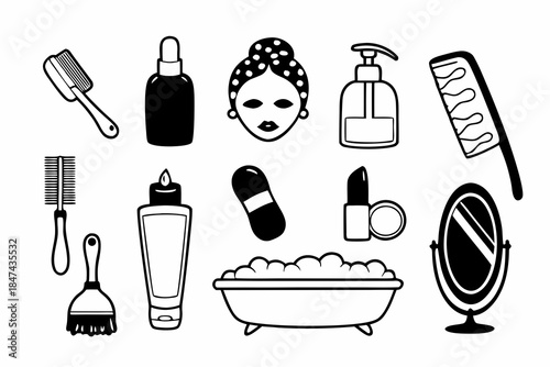 Collection of self care and beauty icons
