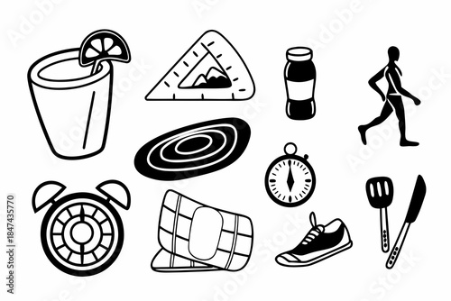 Set of weight loss and fitness icons