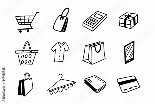 Shopping retail icons for commerce and purchase