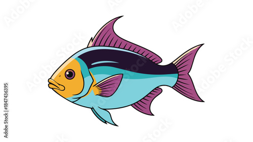 Vibrant Cartoon Fish Illustration with Bold Colors and Distinct Fins