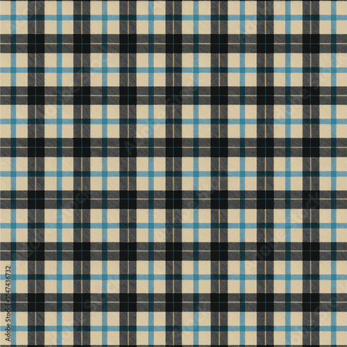 Classic Blue and Beige Plaid Fabric Texture