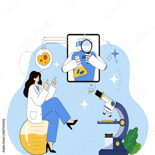 AI-Assisted Microbiology Research: Scientists and Robots Collaborating to Analyze and Classify Viruses and Bacteria through Microscopy and Digital Interface