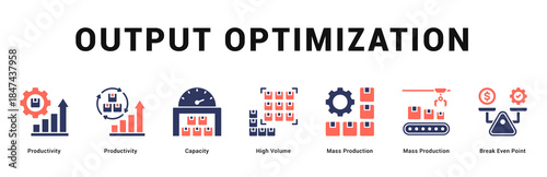 Output Optimization Modern and clean web banner illustration featuring thematic icons for visual communication