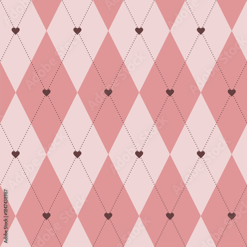 Argyle Hearts Dotted Lines pattern