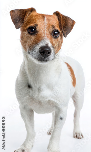 Dog Standing Alert Isolated on White Background